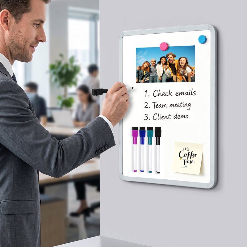 Magnetic Dry Erase Board Set - 11x14 Inch White, Green, Pink - 2 Pack with Markers & Magnets
