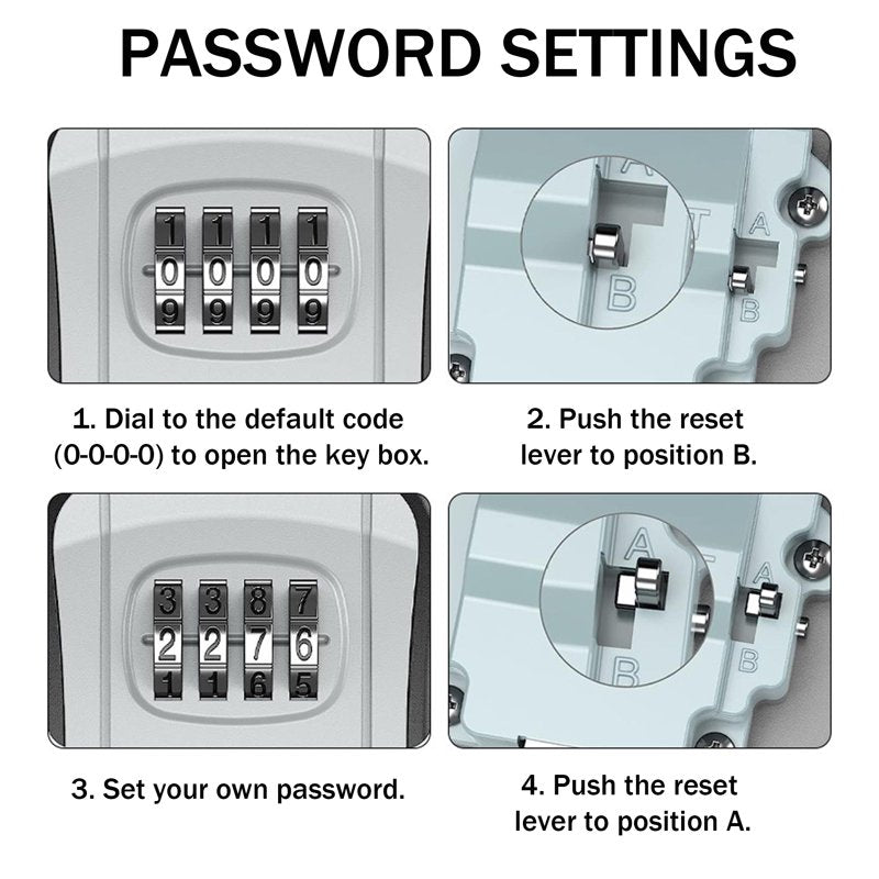 Portable 4-Digit Combination Key Lock Box for Indoor Outdoor Security