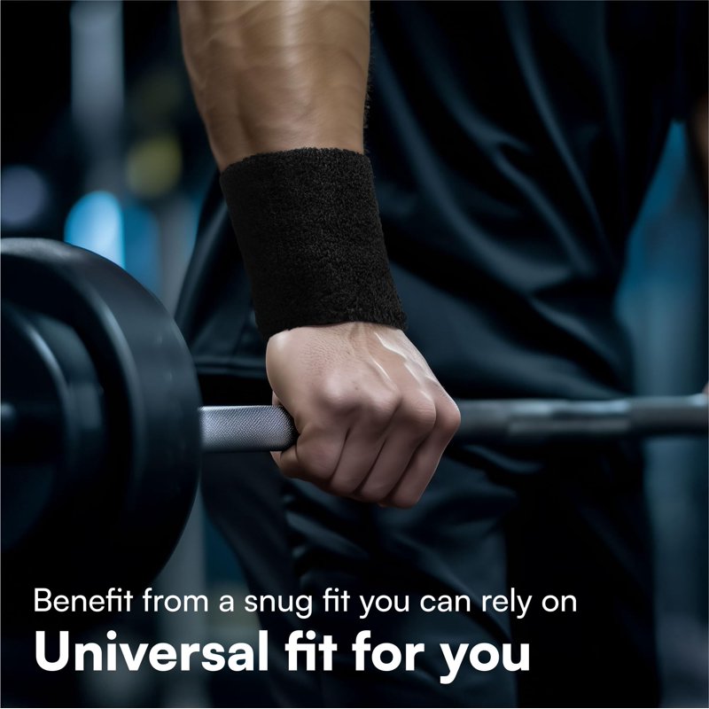 Absorbent Wrist Sweatbands for Sports & Fitness - 6 Pack Moisture-Wicking Gym Bands