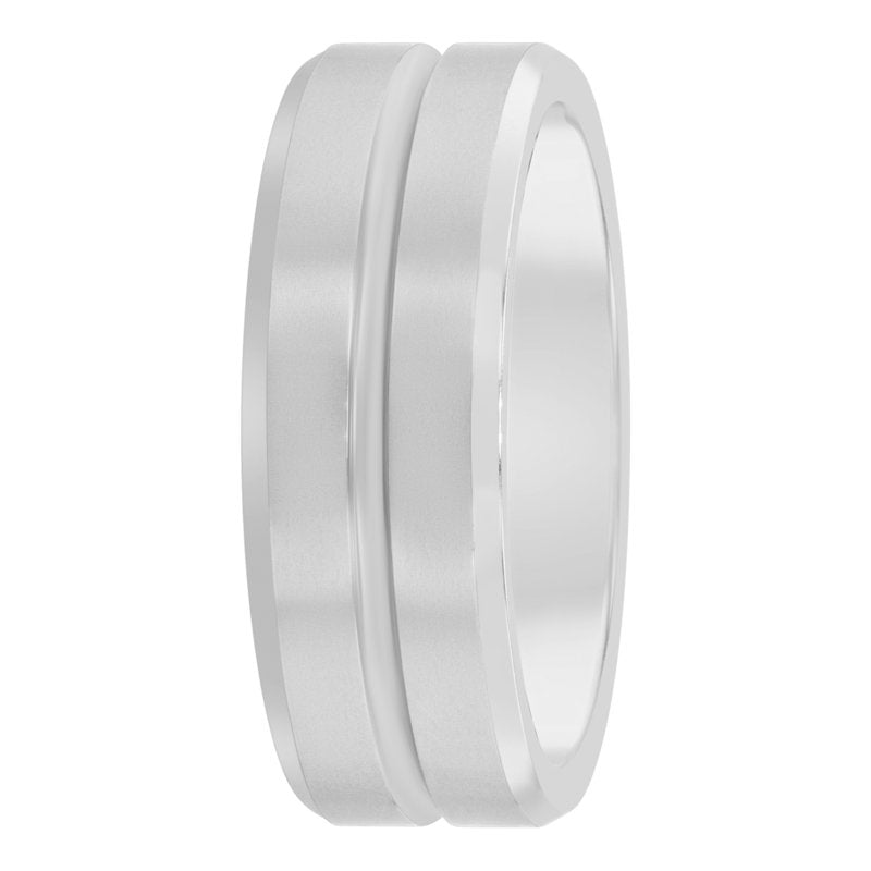 Men's Tungsten Grooved Comfort Fit Wedding Band - 8MM Men's Ring