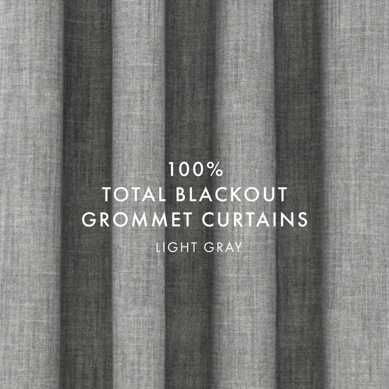 Energy Saving Linen Blend Grommet Curtain Panel - Light Gray, 50x84 Inches, 2 Panels