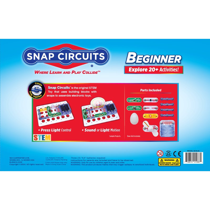 Snap Circuits Beginner Electronics Science Kit for Kids Ages 5+ - 20+ Projects