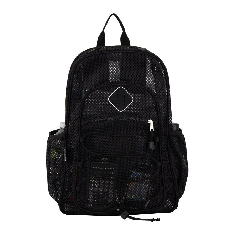 Mesh Backpack with Bungee Cord and Multiple Storage Compartments