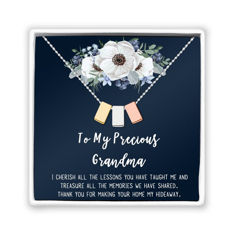 Mother's Day Necklace Gift for Grandmother - Dainty Stainless Steel Pendant & Card
