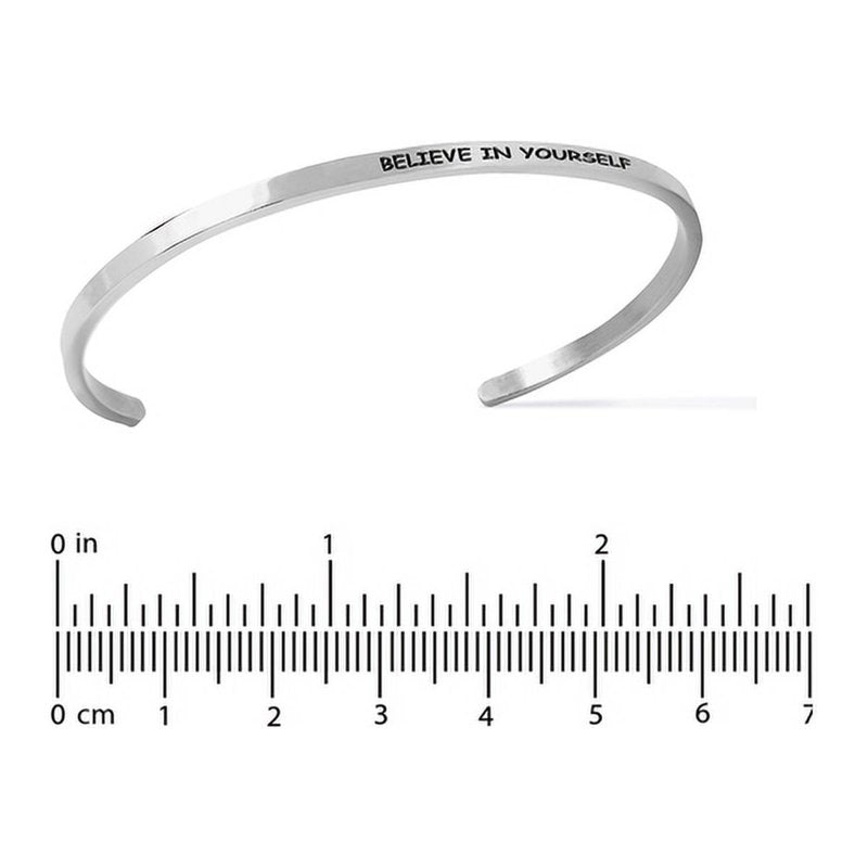 8-Inch Stainless Steel Saying Bracelet - Positive Message Jewelry for Women