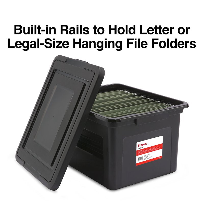 Stackable Plastic File Box for Letter and Legal Files with Lid and Handles
