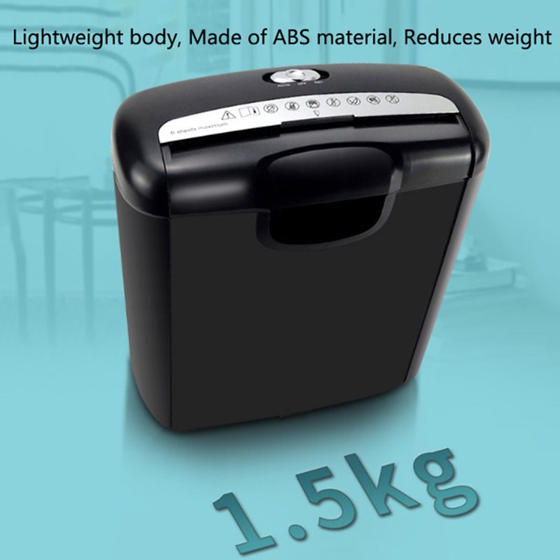 Heavy Duty Cross-Cut Paper Shredder with 10L Wastebasket for Home Office - 6-Sheet Capacity