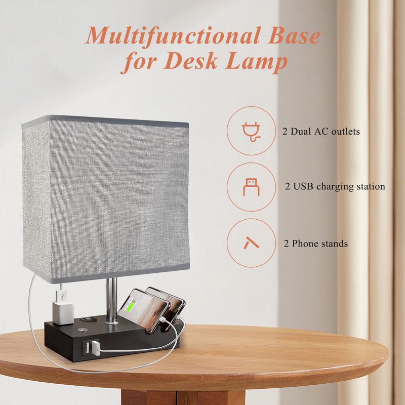 IJIL 15.7 Inch Touch Bedside Table Lamp with Dual USB Charging Ports