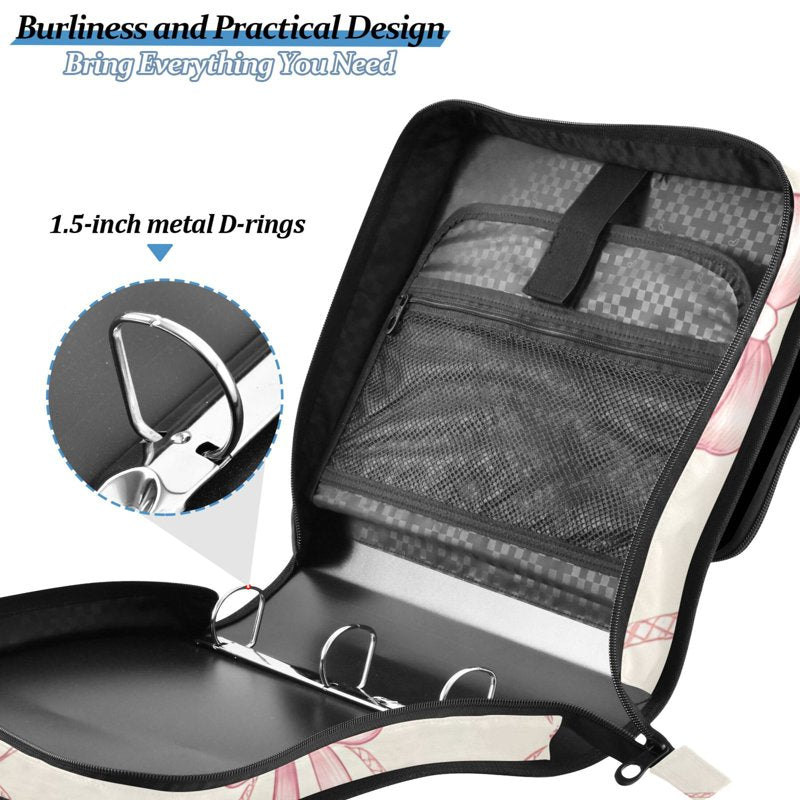 Zipper Binder with Multiple Pockets and 3-Ring File Organizer, 1.5 Inch Capacity