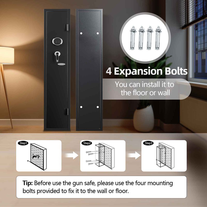 2-3 Rifle Gun Safe with Adjustable Shelf, Quick Access Home Security Cabinet