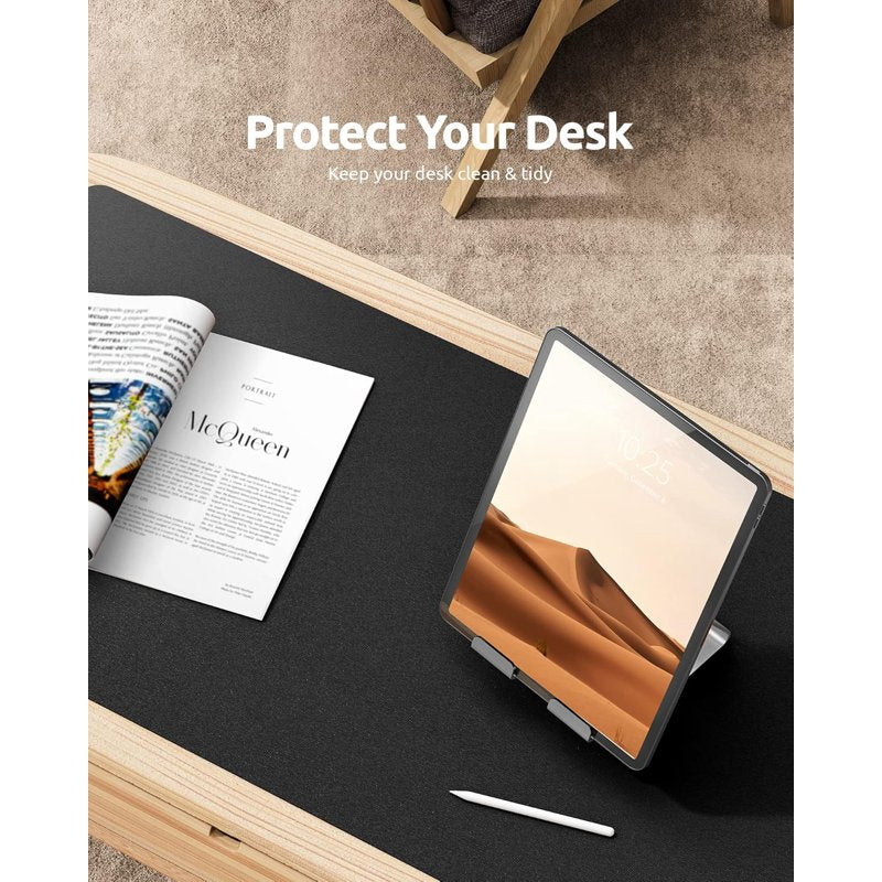 Large Leather Desk Pad Protector - Waterproof Non-Slip Office Mouse Mat, 23.6 x 13.8 inches