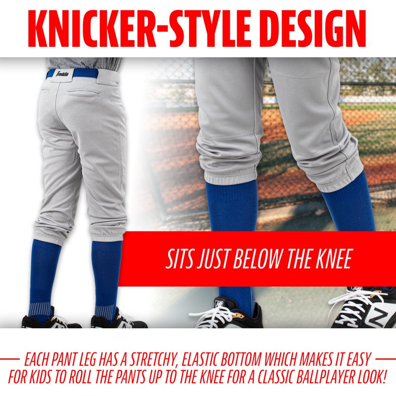 Youth Baseball & Softball Pants with Adjustable Waist and Double Knees - Grey, Small