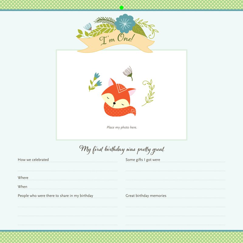 Woodland Friends Baby First Year Calendar - Milestones & Photo Organizer