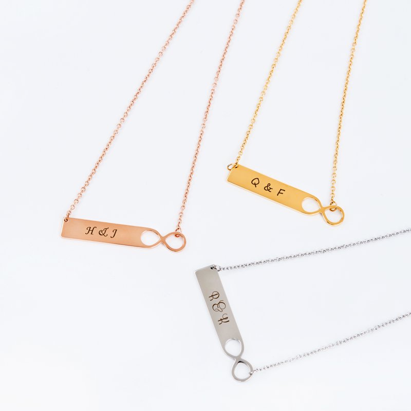 Personalized Infinity Bar Necklace for Women - Custom Engraved Gift for Her