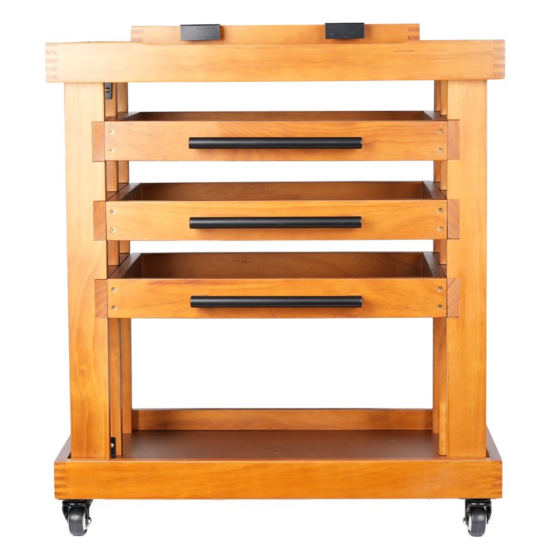 Phoenix 5-Tier Pine Artist Rolling Storage Cart - Light Walnut Finish