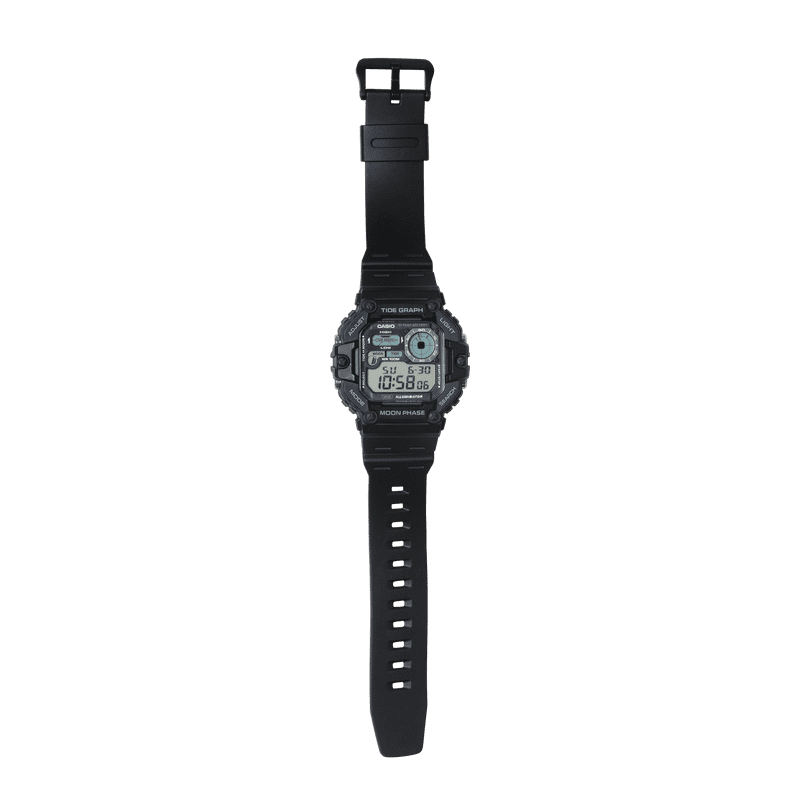 Digital Fishing Watch with Tide & Moon Graphs, 10-Year Battery, 100M Water-Resistant