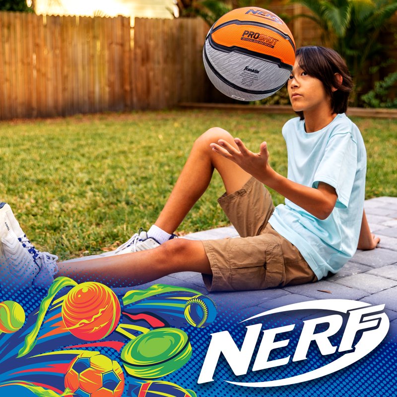 NERF Proshot Official Size Indoor Outdoor Basketball 29.5" with Air Pump