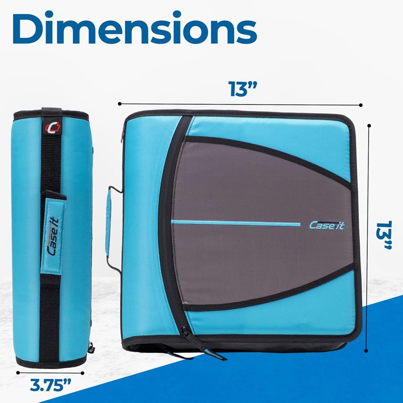 School Zipper Binder with 3-Inch O-Rings, 5-Subject Expanding File & Carrying Strap