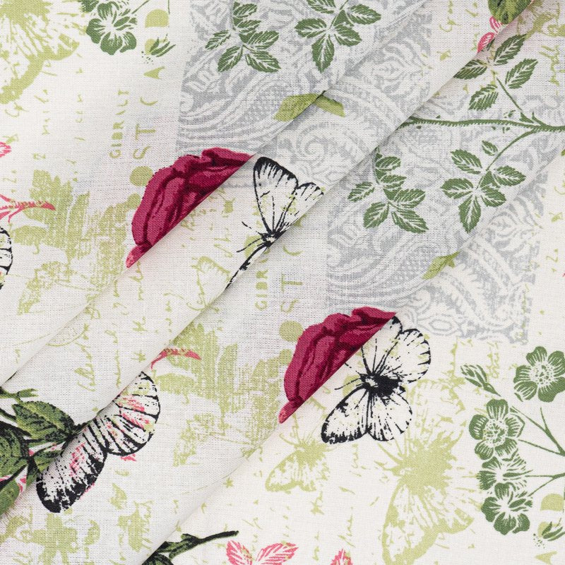 Cotton Fabric Roll 1 Yard - Rose Cranberry Pattern for Quilting & Sewing
