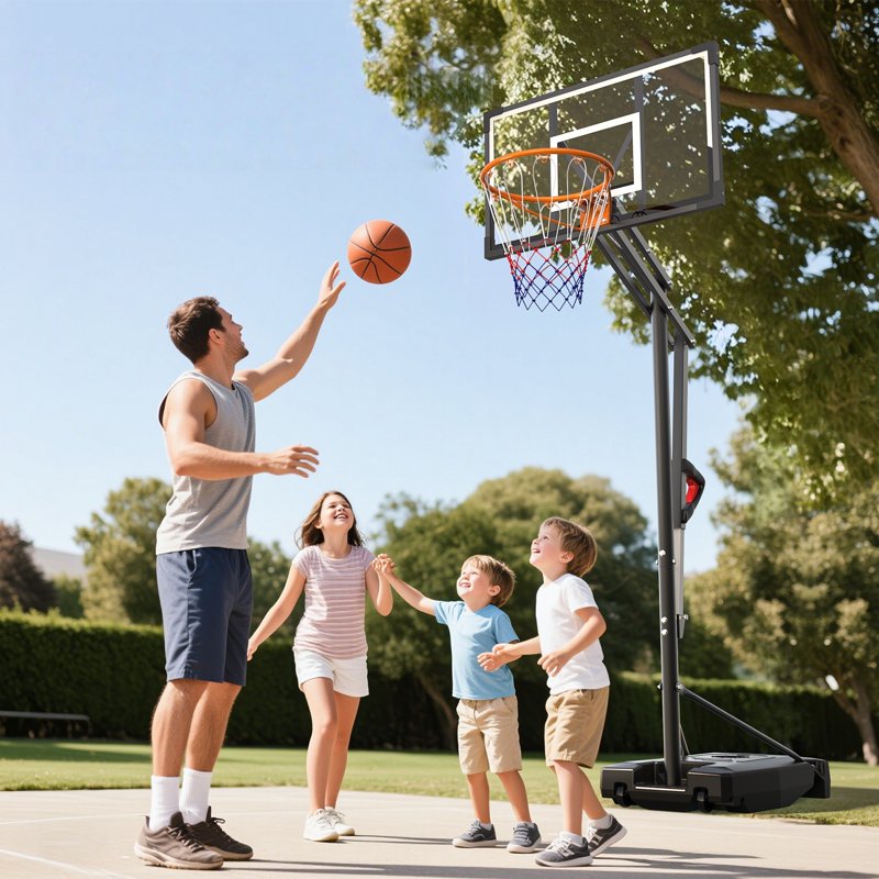 Portable Basketball Hoop for Kids & Adults - Adjustable 3.9-8.5 ft with HDPE Backboard