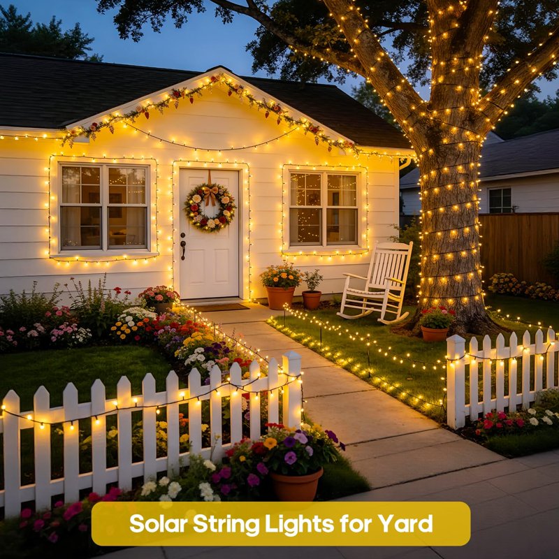 Outdoor Solar String Lights 400 LED 75.5ft Waterproof 8 Modes for Patio Garden Yard