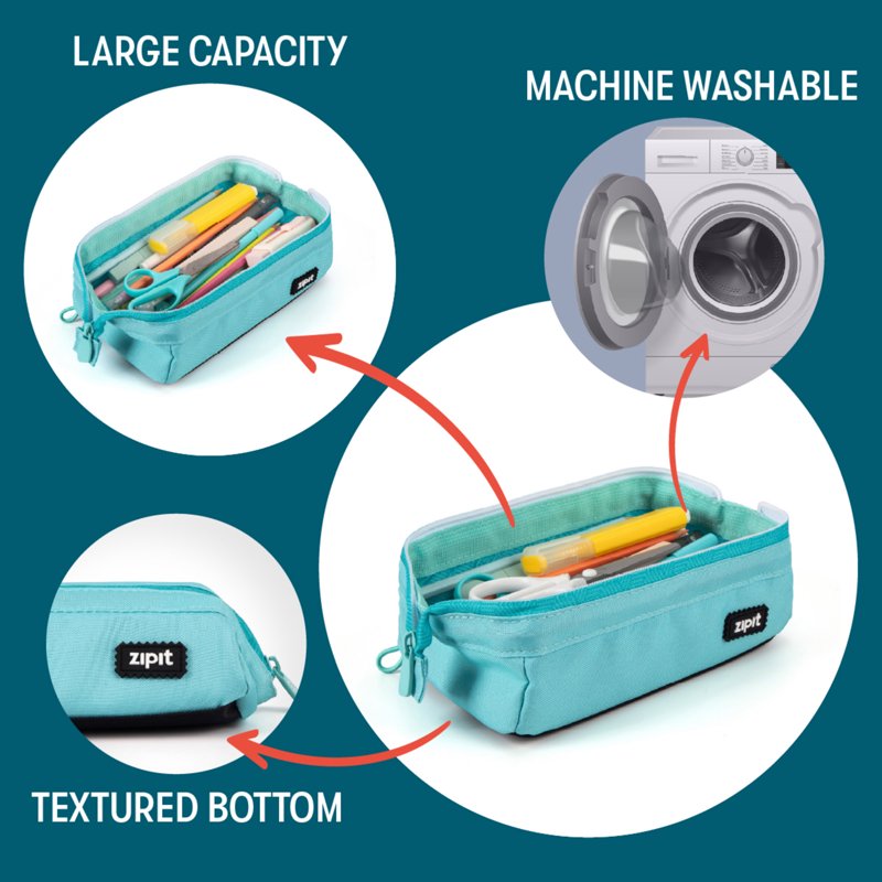 Large Storage Pencil Case and Makeup Bag - Kid Teen Adult Washable Polyester
