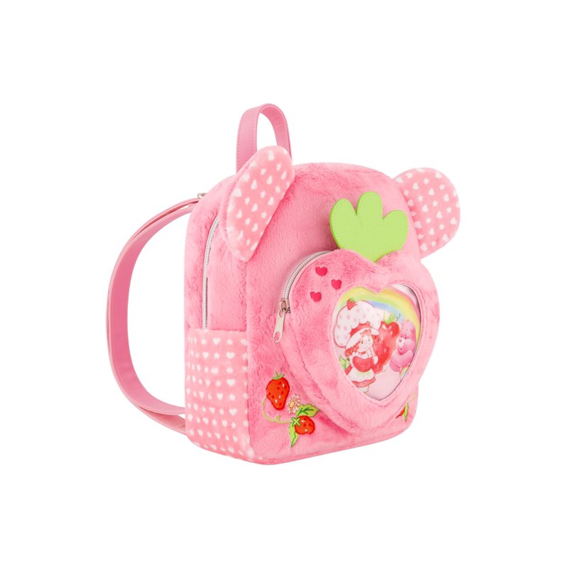 Care Bears and Strawberry Shortcake Plush Heart Backpack - Pink Mini Travel Bag