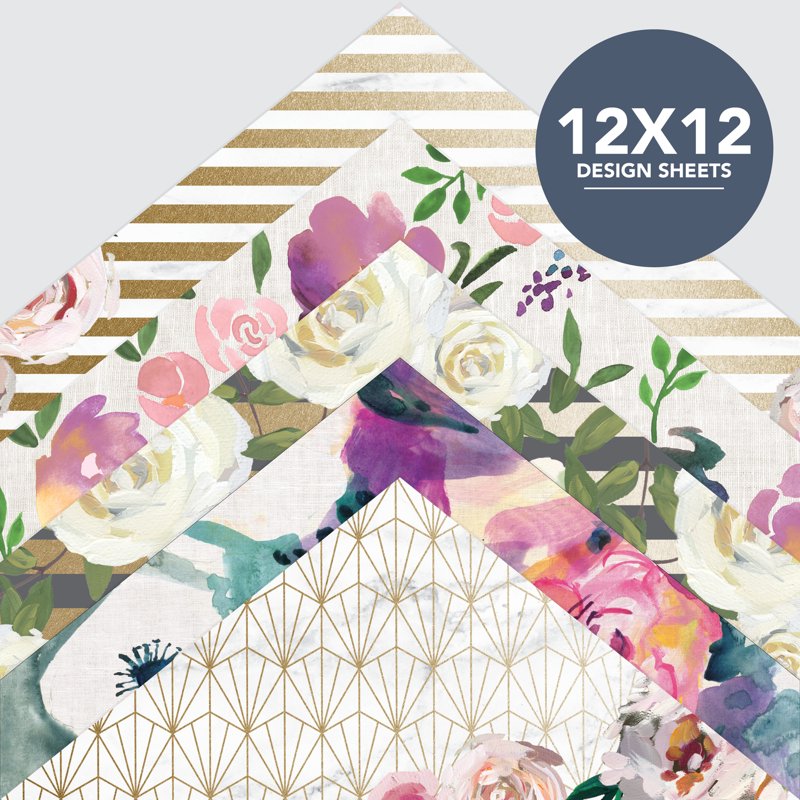 Floral Scrapbook Paper Pad - 50 Sheets, 25 Designs, 12x12 Inch