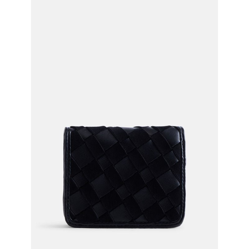 Woven Bifold Wallet for Women with Snap Closure and Removable Pouch