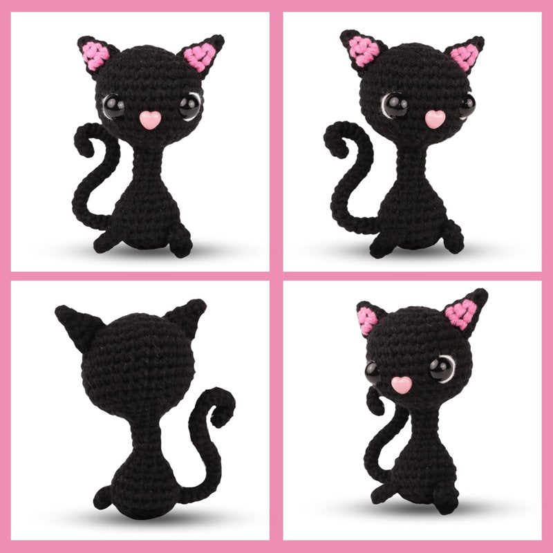 Halloween Black Witch Cat Crochet Kit for Beginners - DIY Knitting Supplies