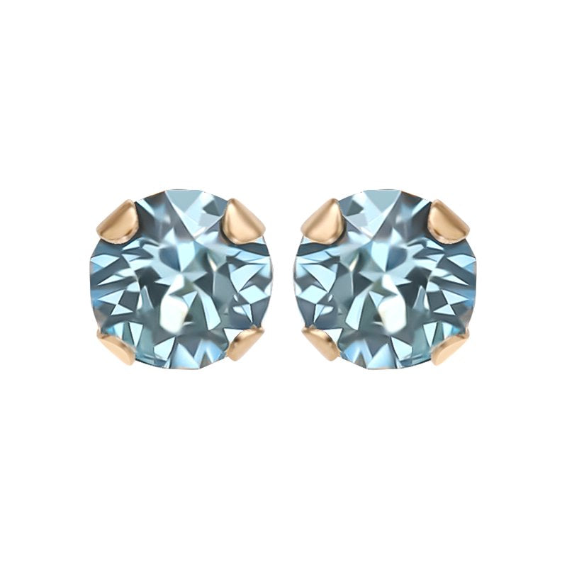 Girls' March Birthstone Crystal Stud Earrings in 14K Yellow Gold - Toddler & Tween Jewelry