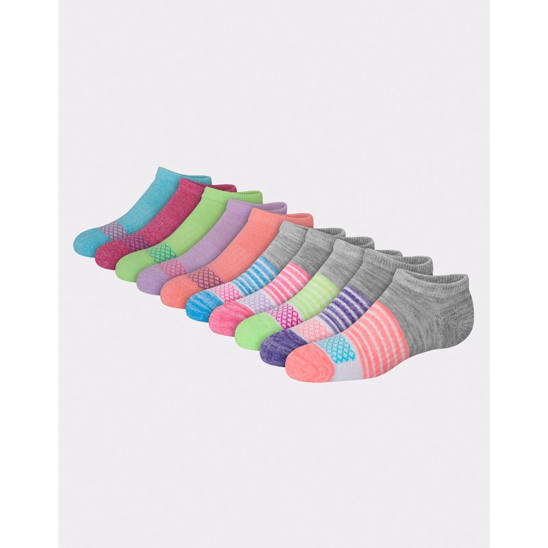 Girls' Hanes Comfort Fit No Show Socks - 10 Pairs Assorted S (Variation: Assorted, S)