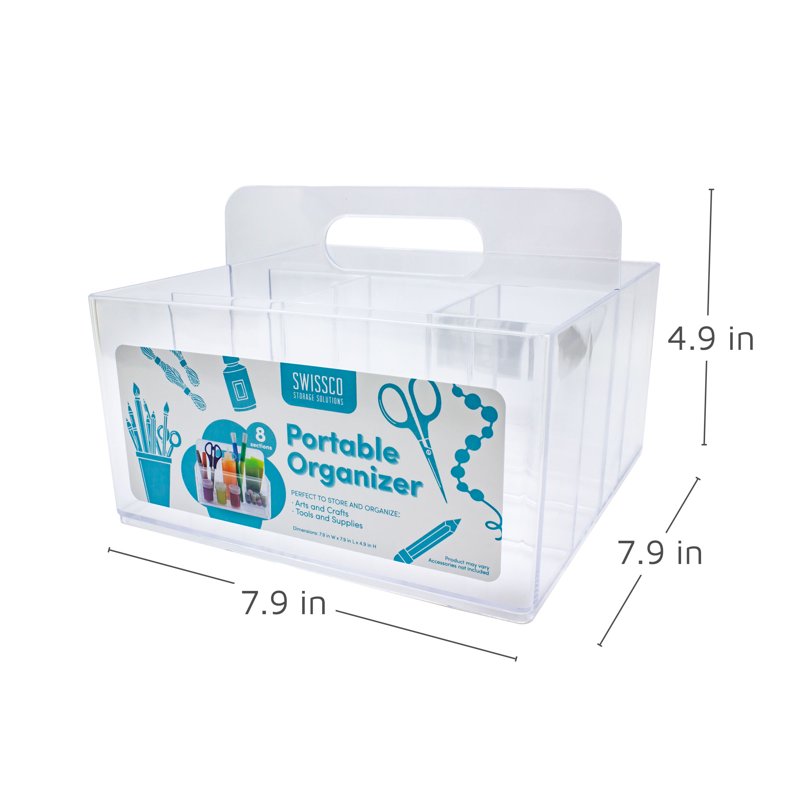 Clear Portable Storage Caddy Organizer for Arts, Crafts & School Supplies