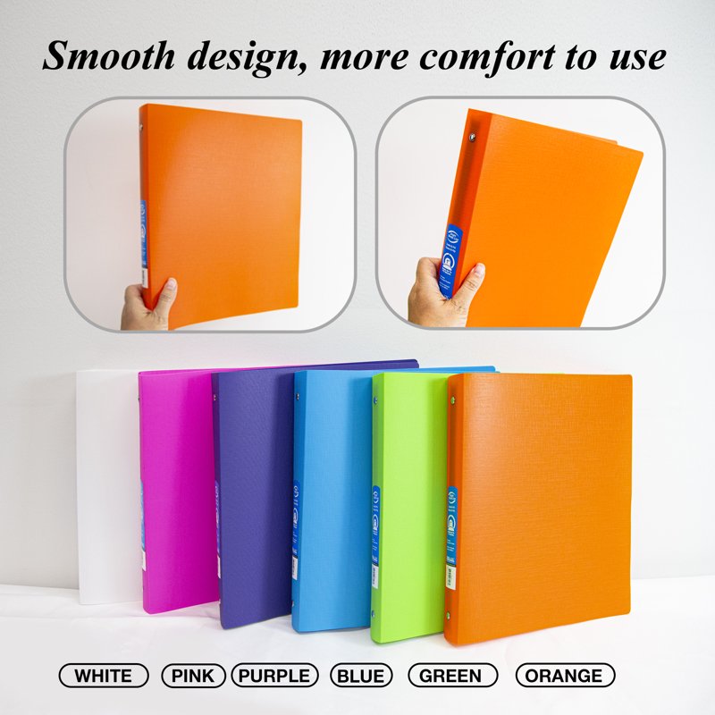 3-Ring Binders Set - 1 Inch Capacity, Soft Cover, Multi-Color Assortment
