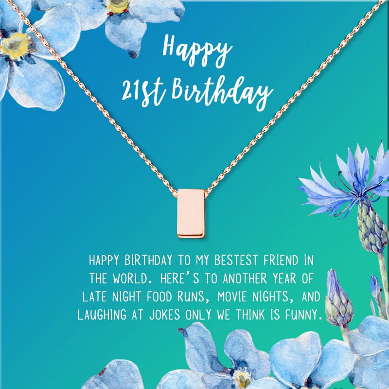 Personalized 21st Birthday Necklace Gift for Her - Stainless Steel Jewelry with Card