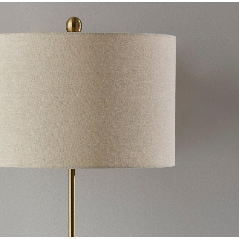 Adjustable Brass Table Lamp with Linen Shade - Modern Farmhouse Decor