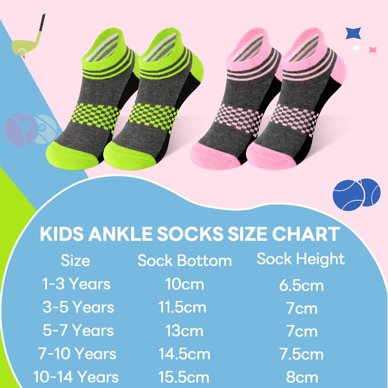 Elutong Kids 12 Pairs Ankle Socks – 5-7 Years Multicolor