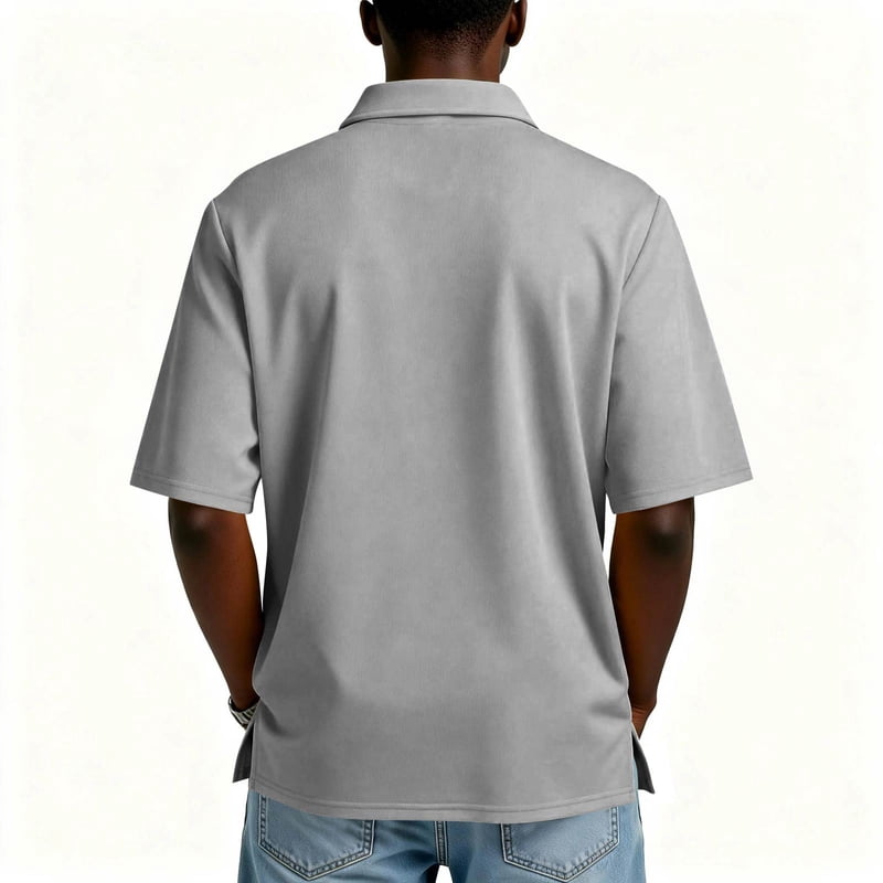 Men's Classic Fit Short Sleeve Polo Shirt with Dual Tipped Collar