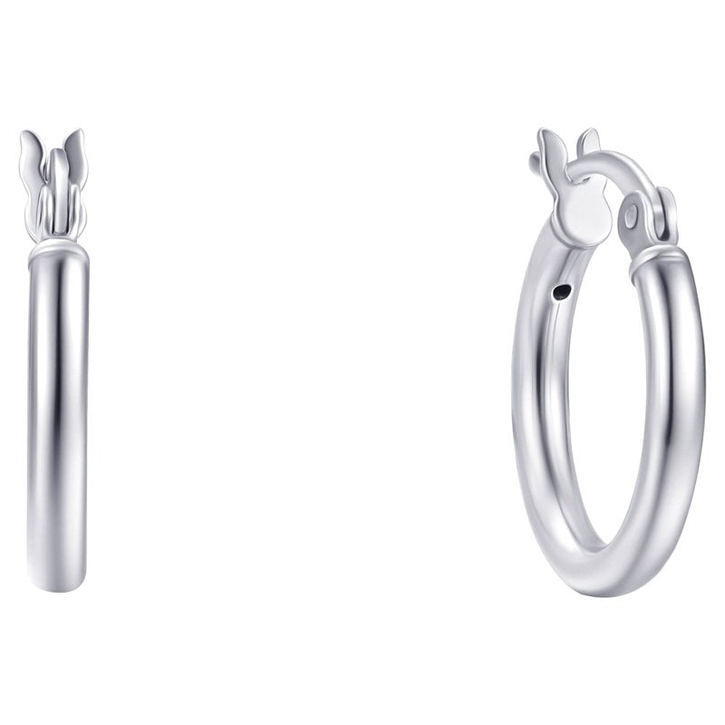 Sterling Silver Hoop Earrings with Click Top Closure - 15 & 20mm Duo Set