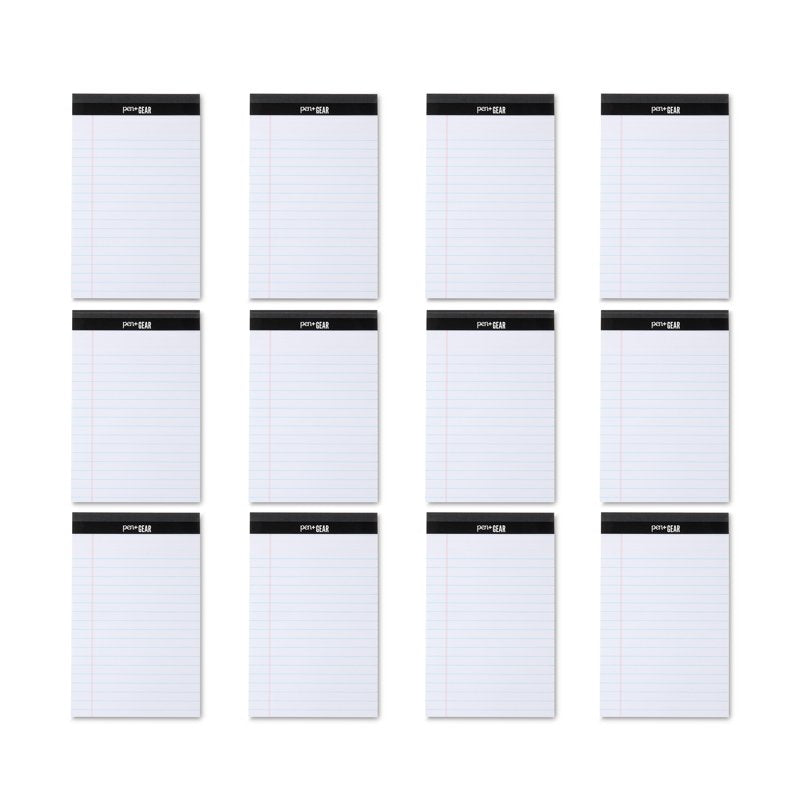Junior Legal Pads Wide Ruled 5x8 White Paper 50 Sheets Pack of 12