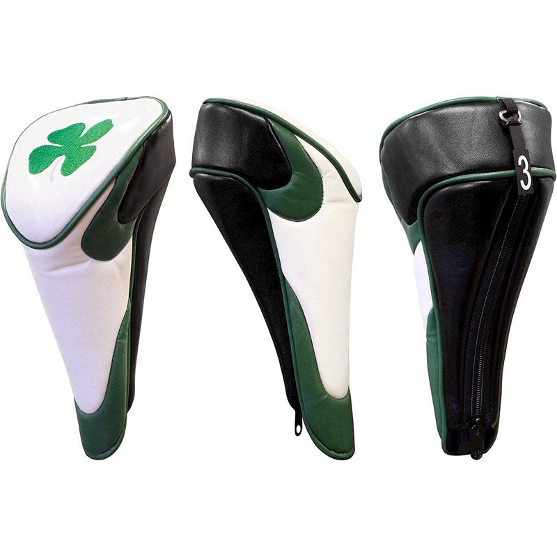 Golf Club Headcover with Zipper Closure - Lucky Four Leaf Clover Design