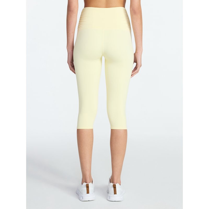 Women's Side Ruching Capri Pants - Sporty & Comfortable Mid-Rise Leggings