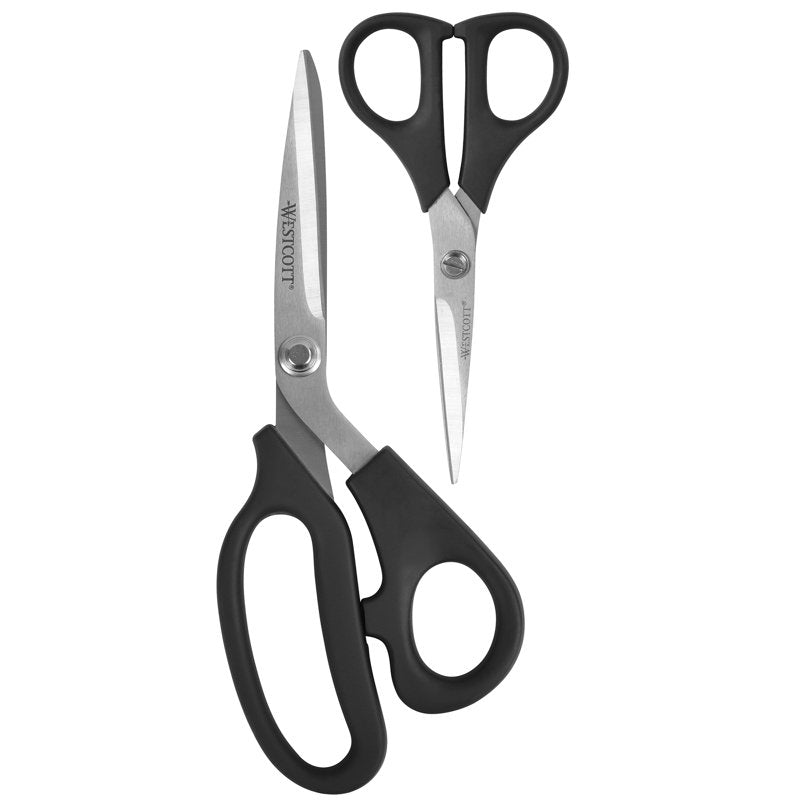 Multipurpose Scissors Set - 8 Inch Bent & 5 Inch Straight Stainless Steel, All-Purpose for Sewing, Office & Crafts, 2 Pieces