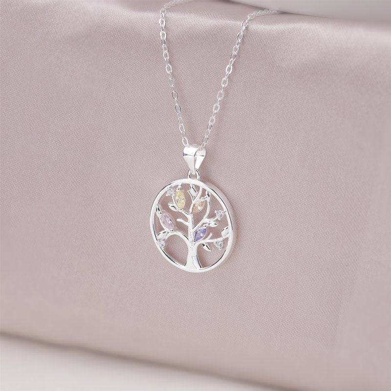 Sterling Silver Tree of Life Christmas Necklace for Step Mom Gift