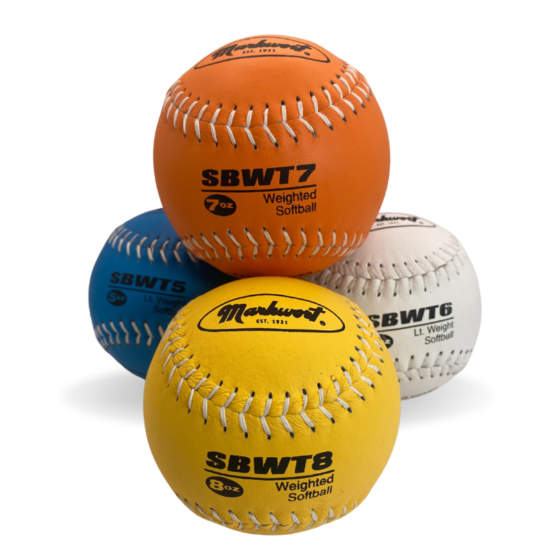12-Inch Weighted Softball Set with Leather Cover - Training Balls for Pitchers