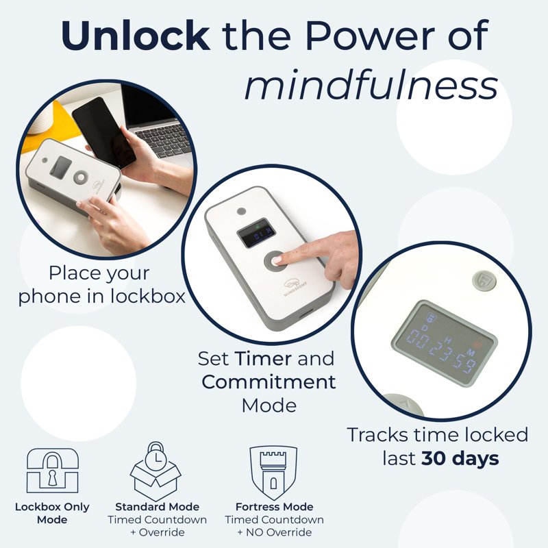 Personal Timed Lock Box for Phones & Items - Digital Countdown & 3 Lock Modes
