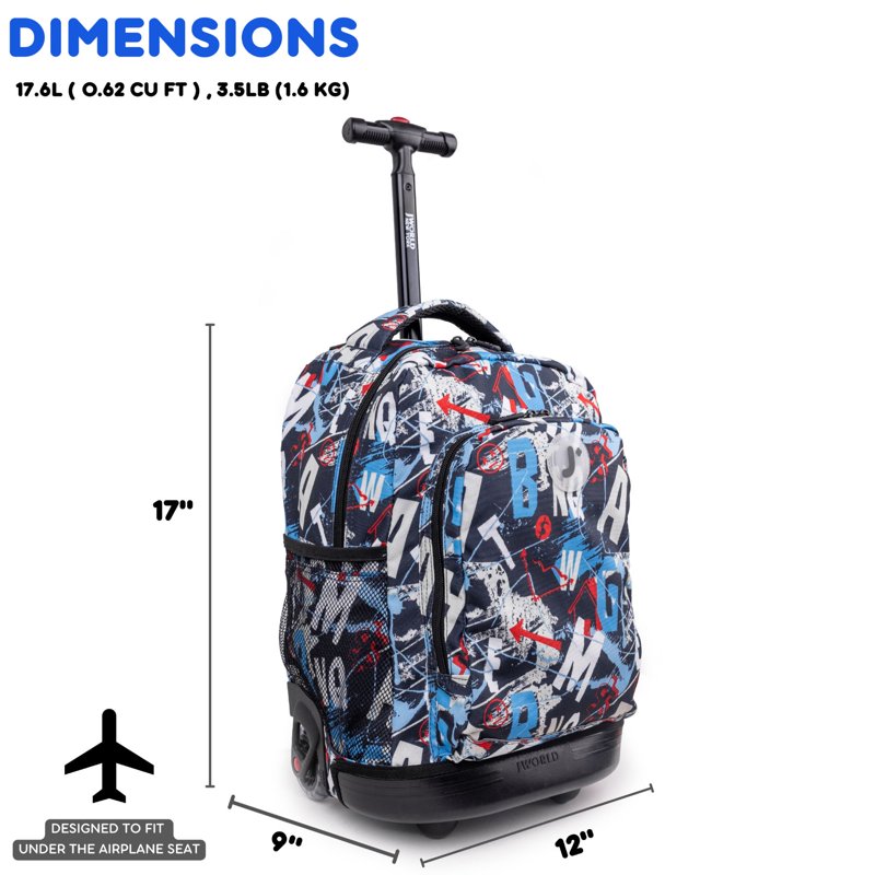 Kids 17-Inch Rolling Backpack with Wheels & Multiple Designs - Lightweight & Durable