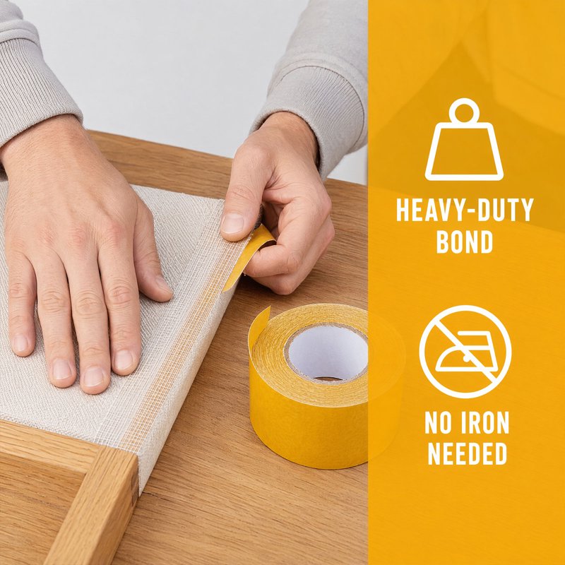 Heavy Duty Double Sided Fabric Tape for Hemming Clothing & Curtains - 1 Inch x 200 Inches