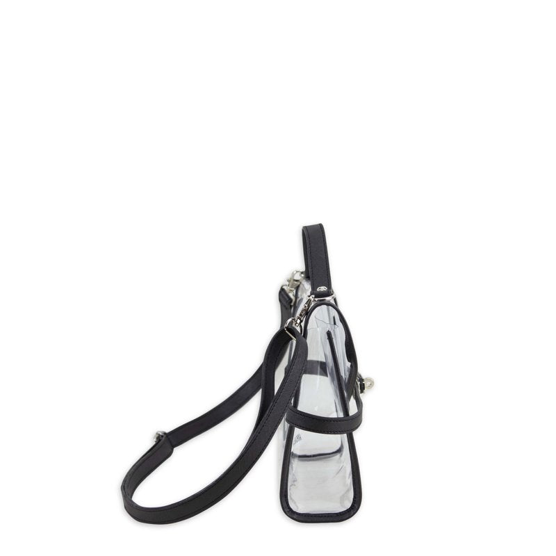 Clear TPU & PU Crossbody Bag with Metal Turnlock - Stadium-Approved