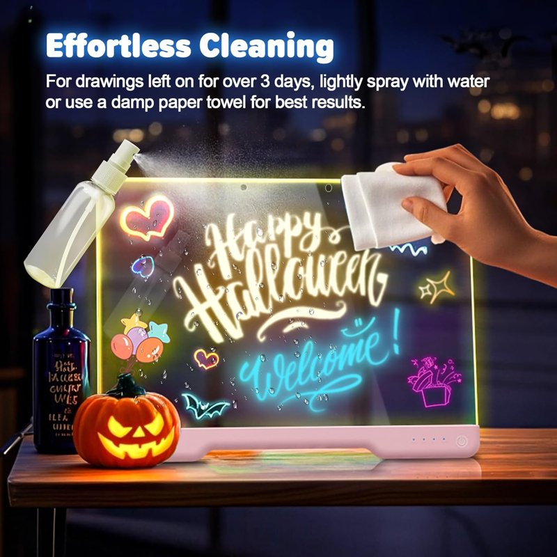 Rechargeable LED Drawing Board Toy with Neon Colors and Markers for Kids & Adults